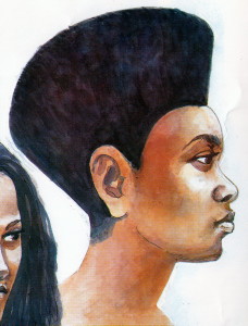 Ritrato di un volto con capelli stile faraoni Etiopia